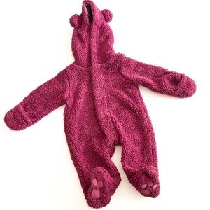Magnetic Me Fleece Pram Bear Suit Magenta Pink Newborn
